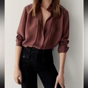 NWT Massimo Dutti Mulberry Silk Button Down Blouse Top Purple 4 Small